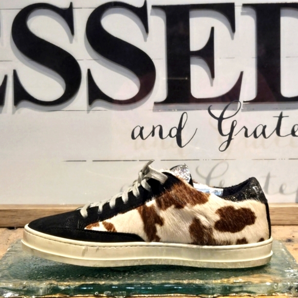 P448 F9 John Sneaker Cow Hair/Print Glitter Wmns EU 36 | US 6-6.5 - Picture 3 of 9
